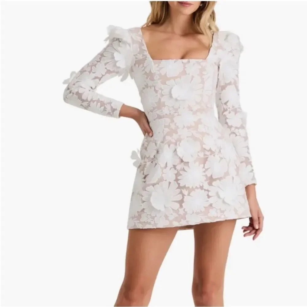 NWT Helsi Ellen Flower Appliqué Long Sleeve Mini Dress